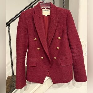 L'AGENCE Burgundy Boucle Double-Breasted Blazer